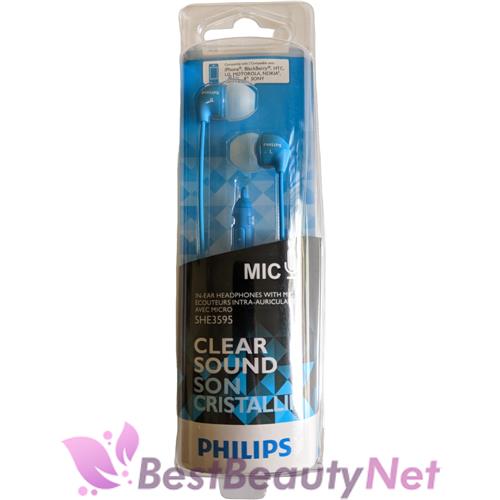 Philips Clear Sound In Ear Headphones With Mic SHE3595 Blue